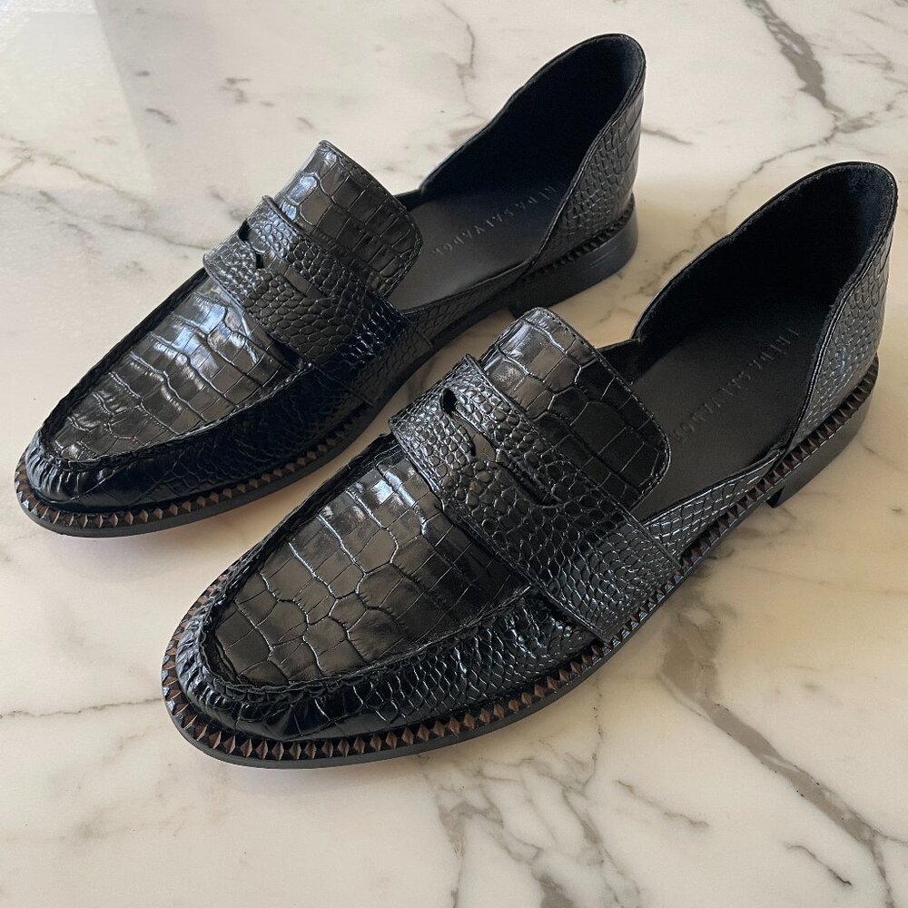 FREDA SALVADOR Tash D'Orsay Moccassin Loafers Black 10 Medium US